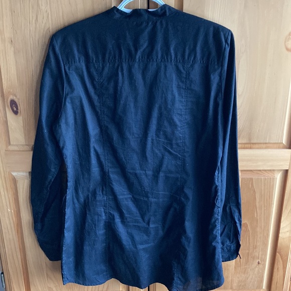 Black Alfred Sung Button-Up Ruffle Front - Picture 3 of 6